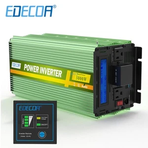 EDECOA 3000 vatios inversor de potencia 12V dc a 110V 120V ac LCD remoto - Imagen 1 de 11