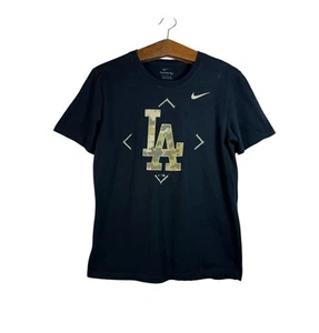 Nike Mens Black Los Angeles Dodgers Camo Logo T-Shirt Short Sleeve Size M - Picture 1 of 8