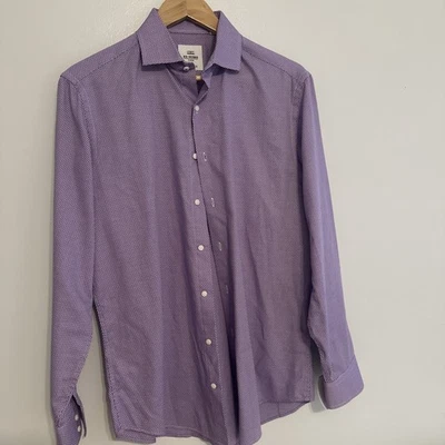 Hombre Ben Sherman Manga Larga Púrpura Pin Dot Patrón, 15.5-32/33 Calce Ajustado Foto 1 de 3