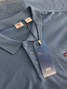 LEVIS Polo Shirt Mens 3XL Blue Cool Moisture Wicking Stretch Standard Fit Cotton - Picture 1 of 21