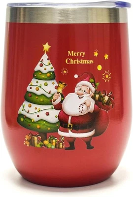 Copo de Natal com tampa e palha, 12 oz isolado 12 onças, vermelho (1 pacote)  - Imagem 1 de 4