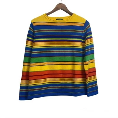 Lauren Ralph Lauren 多彩棉质彩虹条纹毛衣中号 — 第 1/4 张图片