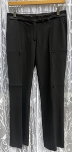 Y2K Bebe elegante Cargohose mittelhoher Bund gerade Reißverschlüsse Satin Taille Größe 4 schwarz  - Bild 1 von 7