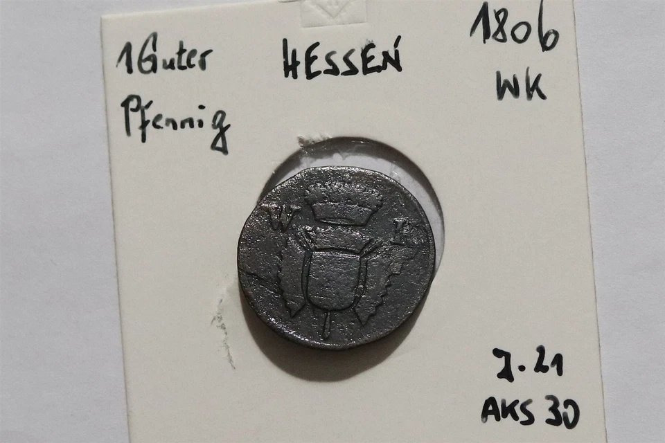 🧭 🇩🇪 GERMANY HESSE-CASSEL 1 GUTER PFENNIG 1806 B86 O39 - Image 1 of 3