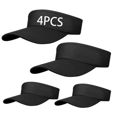 4 PCS Black Empty Top Hat Bulk Solid Color Blank Golf Cap Adjustable Sport Su... - Image 1 of 4
