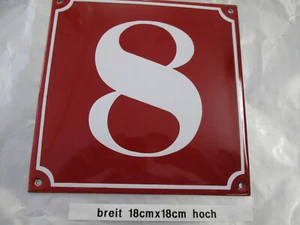 Numero civico smaltato n. 8 numero bianco sfondo rosso 18 cm x 18 cm anno 2021 - Foto 1 di 23