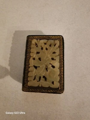 J105. Matchbox Cover, Carved Jade Decorated  - Image 1 of 4