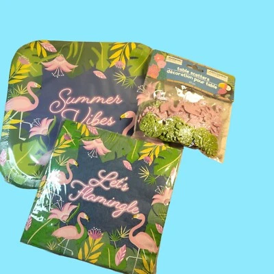 Summer Vibes 火烈鸟派对 24 盘 25 张餐巾纸 Lets Flamingle Table Scatter — 第 1/4 张图片