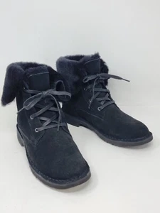 Stivaletti Ugg Weylyn donna 7 neri scamosciati pelle shearling moda  - Foto 1 di 8