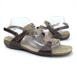 Mephisto Adelie Sandals Womens 41 Brown Snakeskin Printed Leather Cork Cushioned - Picture 1 of 16