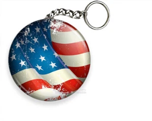 RUSTIC USA UNITED STATES OF AMERICA FLAG PATRIOTIC HD KEYCHAIN KEYFOB CHAIN RING - Picture 1 of 1