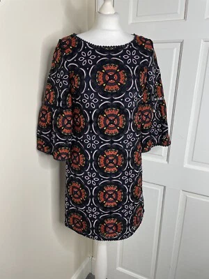 Boden Icons Greta Dress Navy Orange Embroidered Shift Style U.K 8 Party Cocktail - Image 1 of 4