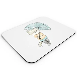Tapis de Souris Chat Sous un Parapluie Peinture Eau Aquarelle Illustration - Photo 1/2