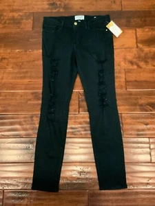 FRAME Dark Green Distressed Denim "Le Skinny de Jeanne" Jeans, Size 30 - Picture 1 of 6