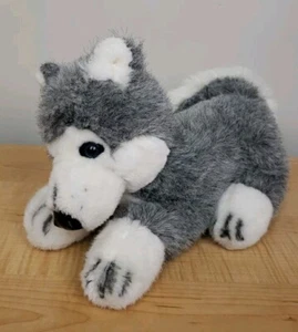 Peluche de perro husky gris y blanco fiesta vintage 15" ojos azules lobo 85215 - Imagen 1 de 12