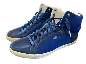Alexander Mcqueen PUMA Leather High Top Sneakers Blue Men's 10 US - Picture 1 of 15