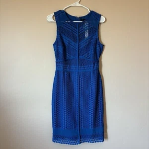 NWT Adelyn Rae Women’s Small Sleeveless Crochet Design Midi Dress Royal Blue - Picture 1 of 12