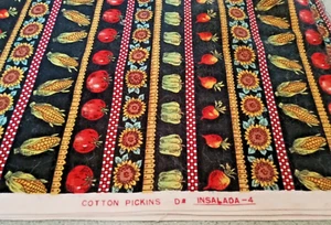Cotton Pickins Insalada-4 Cotton Fabric 1.5 yd  Sunflowers,Tomatoes,Peppers,Corn - Picture 1 of 3