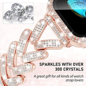 Jewelry Bling Diamonds Metal Bracelet Band+Case for Apple Watch 38/40/41/42/49mm - Picture 1 of 27