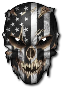 Calcomanía pegatina calavera negra blanca de EE. UU. bandera estadounidense para automóvil camión ventana vehículo - Imagen 1 de 4