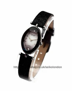 Omax Ladies Sunburst White/Black Cut Glass Watch, Seiko (Japan) Movt. RRP £49.99 - Picture 1 of 10