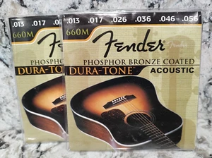 2 SETS of FENDER DURA TONE COATED 6 STRING ACOUSTIC GUITAR STRINGS .013 - .056 - Picture 1 of 3