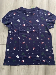 CAMISETA DE SEÑORA AZUL MARINO ESTAMPADO NAVIDAD... TOTALMENTE NUEVA..TALLA 14-20... ROPA FESTIVA - Imagen 1 de 3