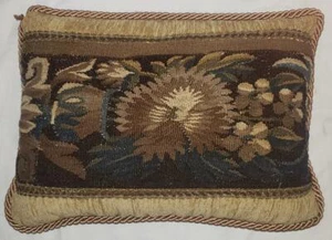Vintage Bespoke Antique Tapestry Fragment Medium Throw Pillow  - Picture 1 of 5