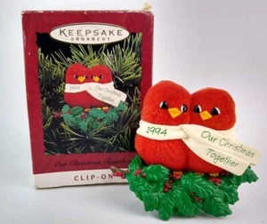 Vtg Hallmark Keepsake Ornament 1994 Our Christmas Together Clip On Red Birds - Picture 1 of 4