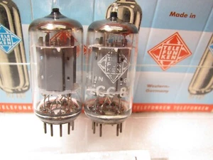 ECC83 12AX7 TELEFUNKEN  SMOOTH PLATES PLATINUM MATCHED PAIR,NATO specs TV7   S4 - Picture 1 of 6