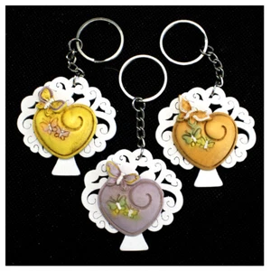 33446 Chombonier Keychain Tree Life Wood Heart Butterfly Placeholder - Picture 1 of 1