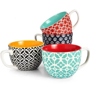 Coffee Mugs Set Of 4 24 Oz Large Coffee Mugs Jumbo Soup Mugs With Handles Cerami - Picture 1 of 7