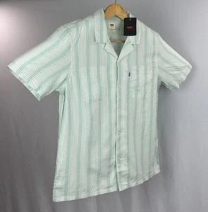 Levi's Shirt Men's Small Green Casual Button-Up Short Sleeve Relaxed Fit Leisure - Picture 1 of 12