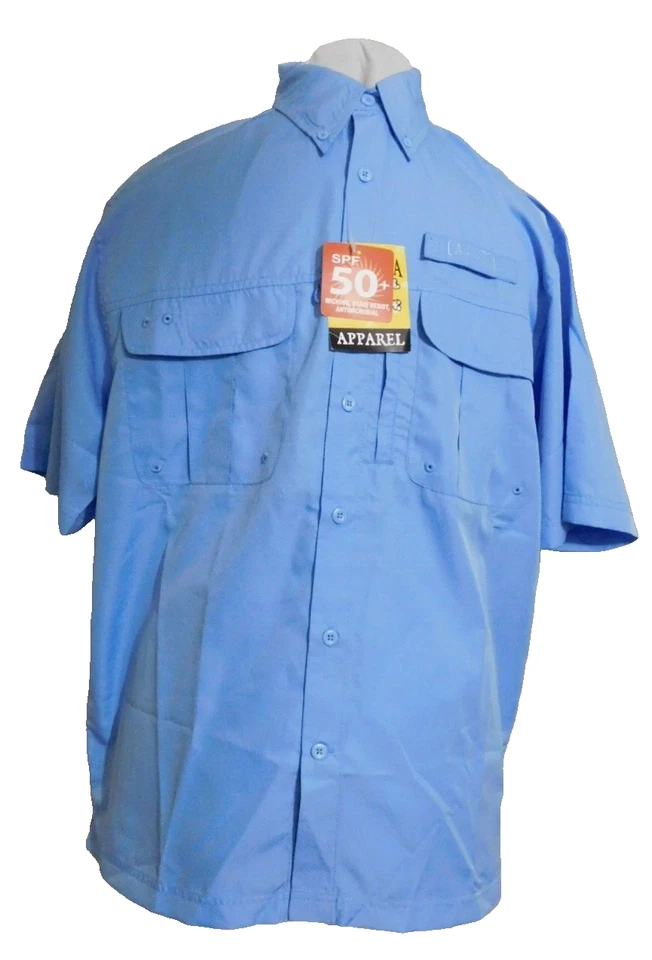 Calcutta Fishing Shirt Men Blue Mesh Partial LIned Short Sleeve 38" Chest Small - Image 1 of 3