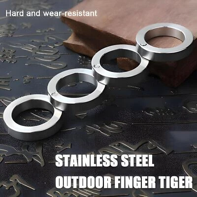 4x Stainless Steel Outdoor Rotatable Folding Ring Color Silver  Hiking Men Women - Image 1 of 4