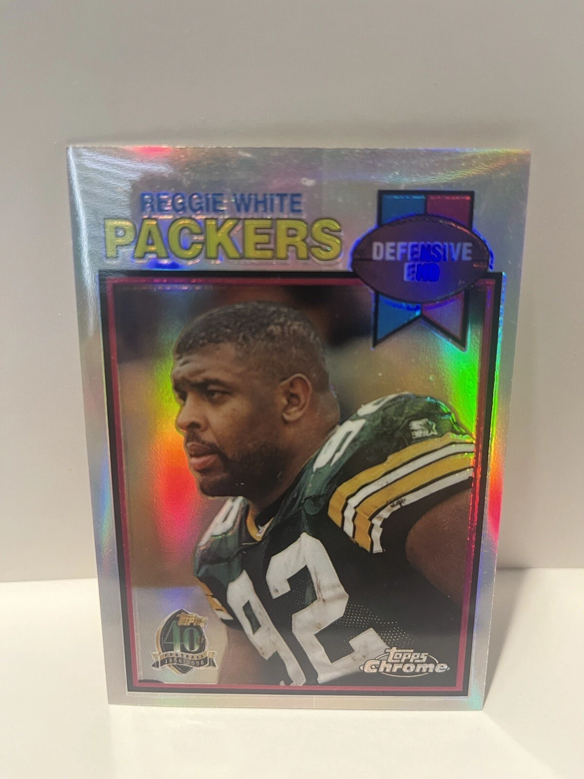 1996 Topps Chrome Reggie White Silver 40th Anniversary ￼look HOF