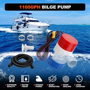 1100 GPH 12V Marine Bilge Pump Kit with 1-1/8 Inch Hose - Corrosion Resistant - Bild 1 von 8