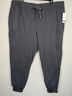 MEDCOUTURE Touch 3XL 多口袋工装抽绳女式磨砂裤灰色 — 第 1/4 张图片