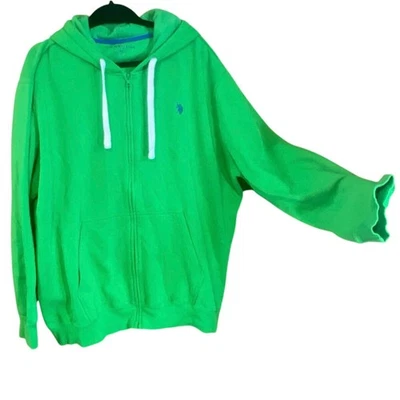 U.S. Polo Assn. Мужская 3XL зеленый молнии толстовка с капюшоном флис streetwear - Изображение 1 из 4
