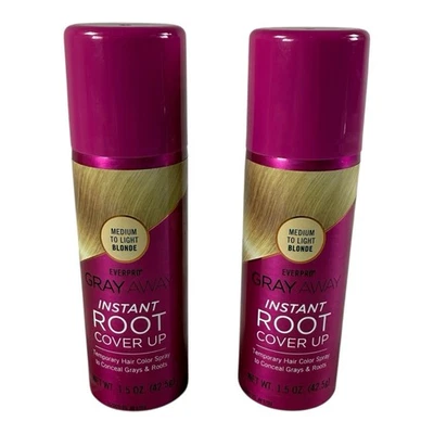 Everpro Gray Away Instant Root Cover Up Med To Light Rubio 1.5 OZ ea paquete de 2 nuevo Foto 1 de 2