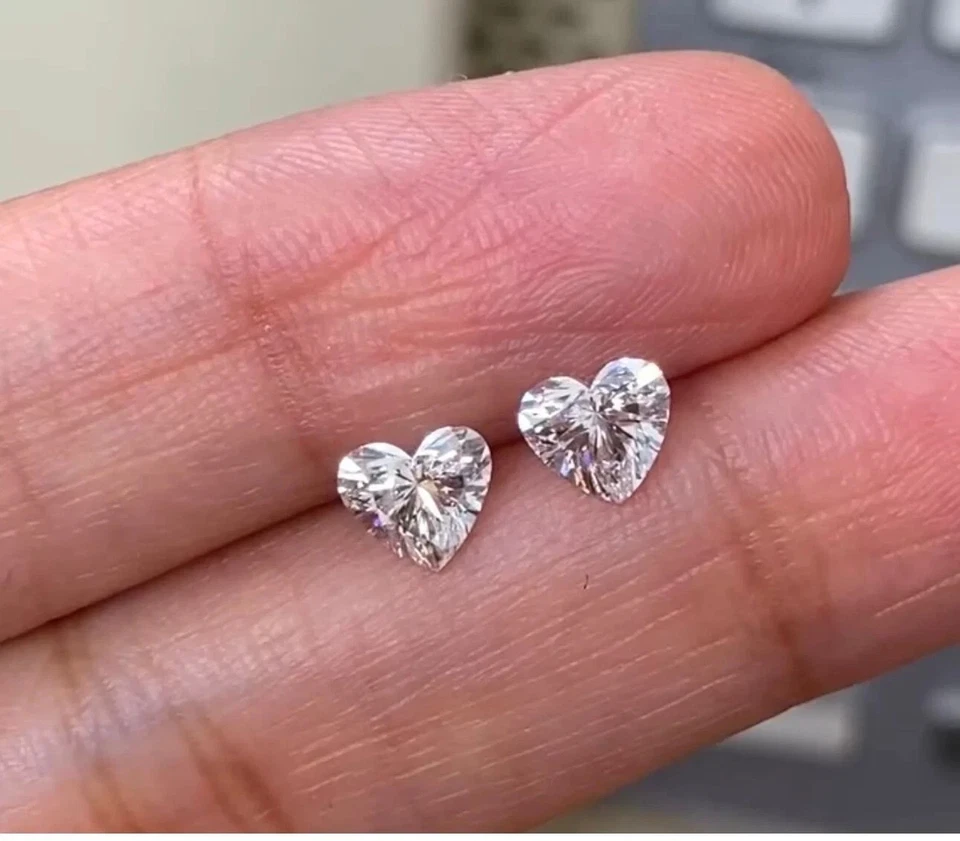 Heart Cut Lab-Grown Diamond Pair 6.00 Ct D Color VVS1 Clarity IGL Certified 5NSF - Image 1 of 3