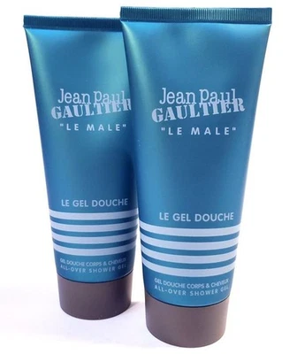 2x Jean Paul Gaultier Le Male Shower gel for Men, 200ml, JPG Body Wash Soap