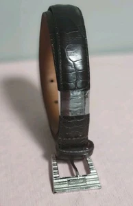 Ralph Lauren Herren Braun Kroko Prägung Leder Gürtel Silberfarbene Schnalle Größe S - Bild 1 von 12