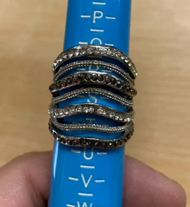 ANILLO UK TALLA S VINTAGE TONO PLATA RACIMO PIEDRAS TRANSPARENTES 7,2 GRAMOS (P3) - Imagen 1 de 10