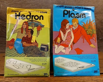 Vtg 1974 3M Paper Games for Travel & Leisure - Hedron & Plasm COLLECTORS ITEMS - Image 1 of 2