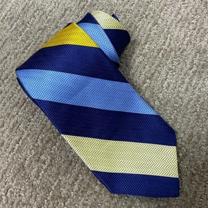 Brooks Brothers 346 Silk Repp Stripe Tie Blue Yellow Classic Preppy - Picture 1 of 5