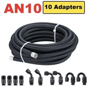 Kit de montaje de manguera de combustible negro 3,5 M AN10 manguera trenzada de acero inoxidable con extremos giratorios de 10 piezas - Imagen 1 de 15