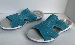 Ryka Women’s Tensile Slide Canvas Sandals US 6M (EU 37) Gray Teal Slip On - Picture 1 of 6