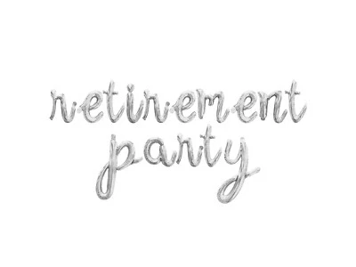 RETIREMENT PARTY Cursive Letter Balloon Banner - 16" Balloons Party Supply Decor - Image 1 of 4