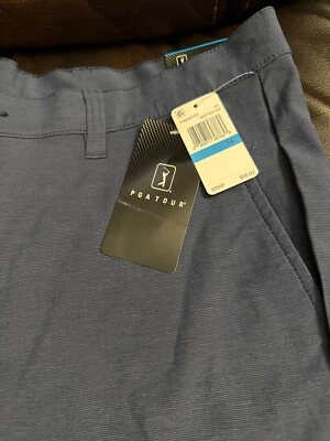 Мужские шорты для гольфа PGA 36 синие плоские спереди повседневные для активного отдыха - Изображение 1 из 4